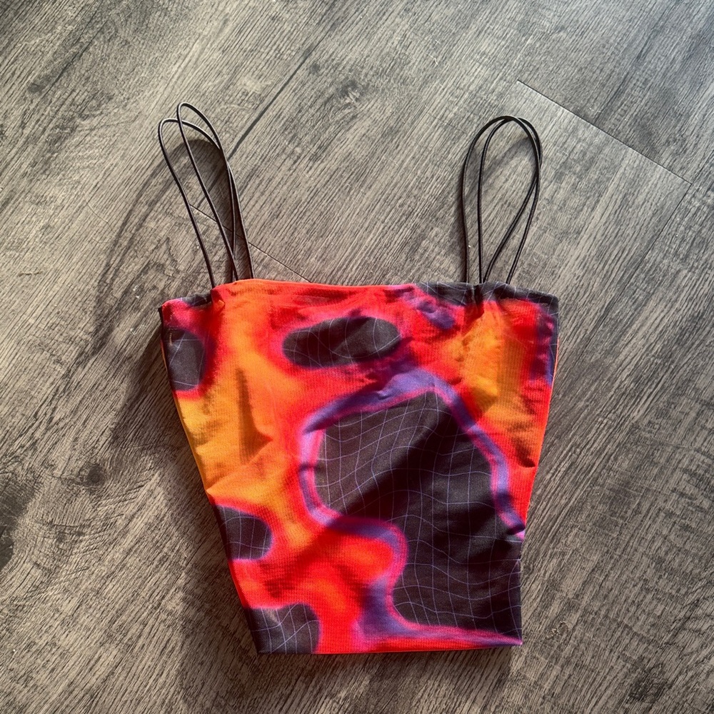 POSTER GIRL Red & Orange Abstract Psychedelic Crop Top